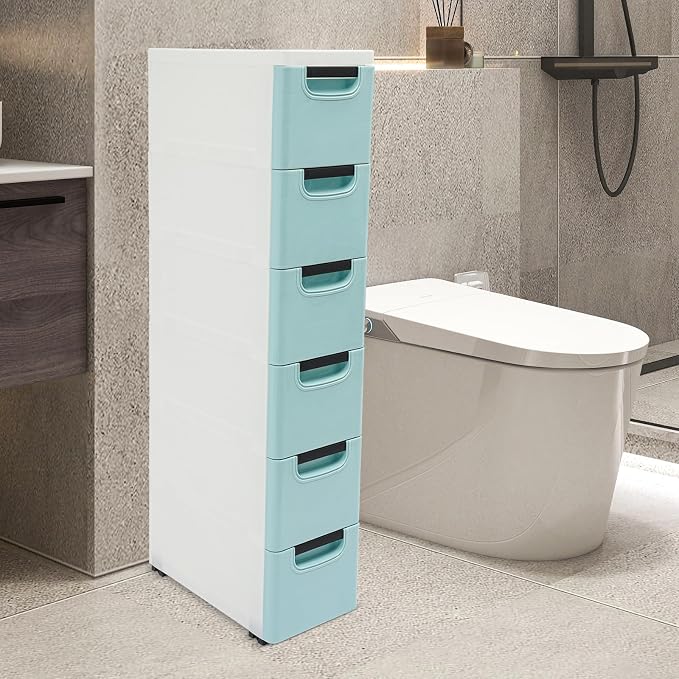 6 Drawers Narrow Slim Plastic Storage Cabinet, Storage Drawer - Image 5