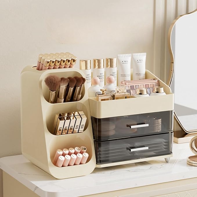 Makeup Organizer with Drawers, Large Capacity Countertop Organizer by KQJS