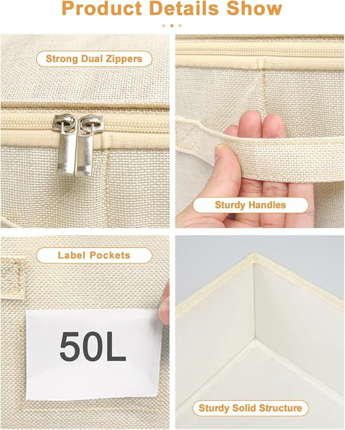 punemi Underbed Storage, 2 Pack Clothing Storage Bags W/Upgraded Handles - Image 6