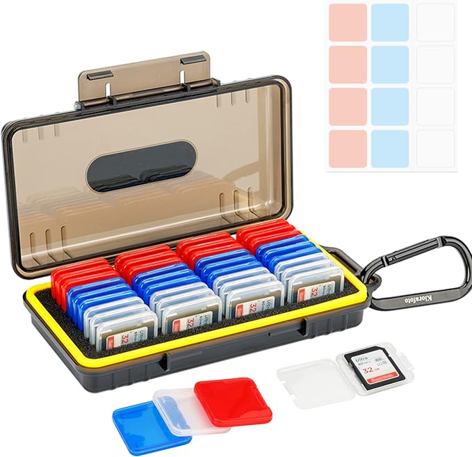Kiorafoto SD Card Case with 36 Pack Individual Clear Plastic Memory Card Holders by Kiorafoto