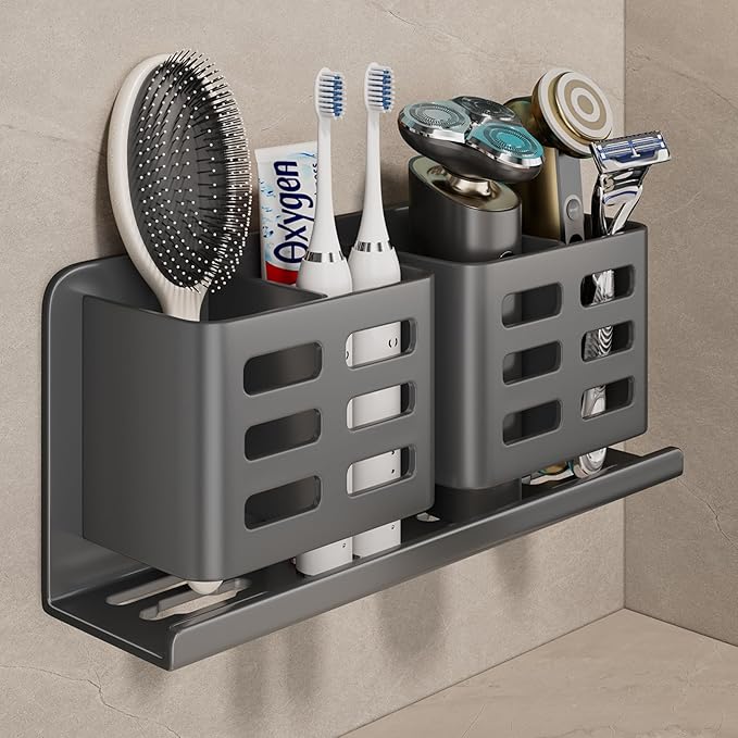 Aluminum Toothbrush Holder Self-Adhesive Hanging Bracket Shower Toothbrush by Unknown
