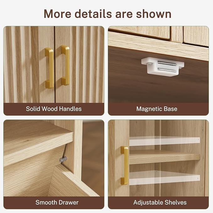 Iwell Tall Storage Cabinet, Fluted Cabinet - Image 8