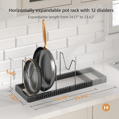 Pots and Pans Organizer under Cabinet, Expandable Pot Lid Organizer Holder - Image 2