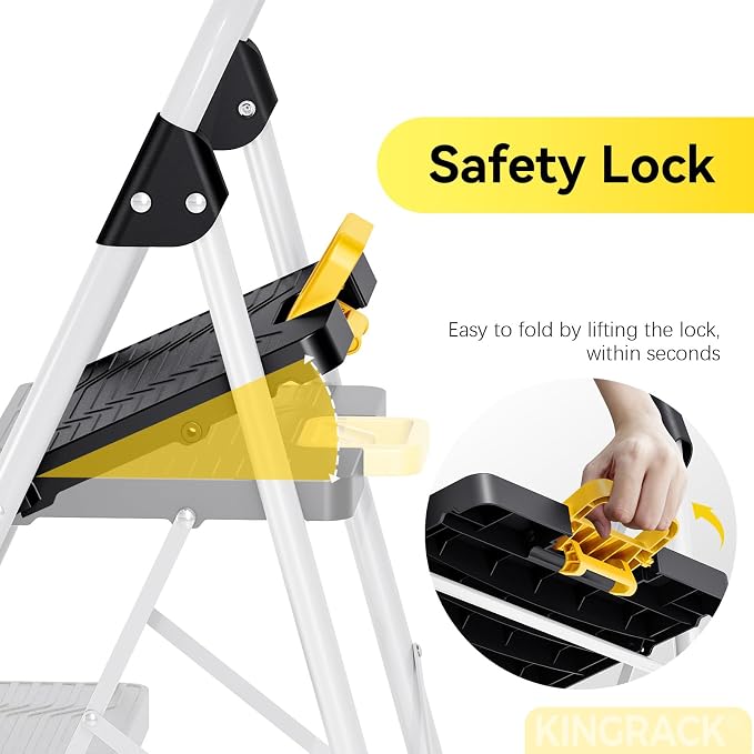 KINGRACK 4 Step Folding Ladder, 800lbs Capacity Step Stool - Image 3
