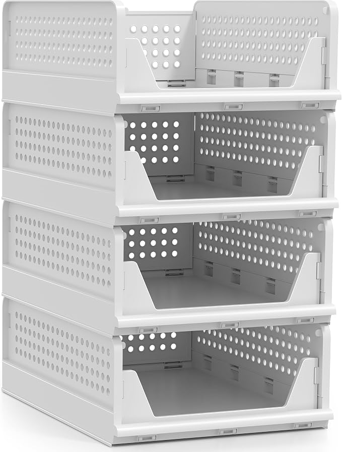 Sorbus 4 Pack Folding Closet Shelf Organizer - Image 8