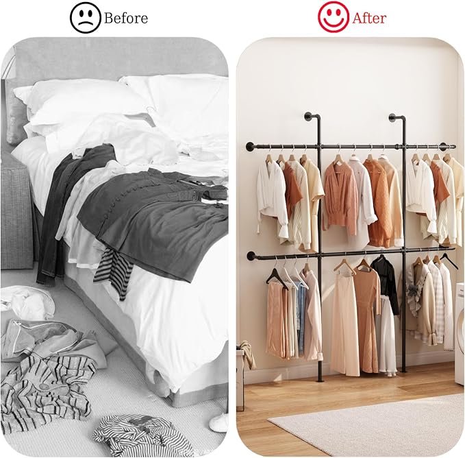 Industrial Pipe Clothing Rack Wall Mount, Heavy Duty Pipe Clothing Rack - Image 6