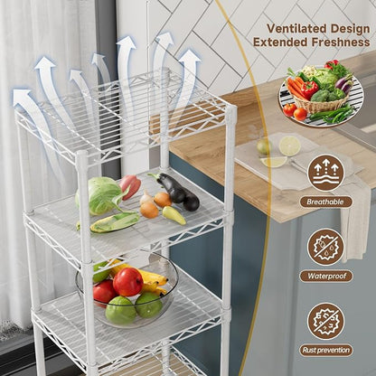 4 Tier Adjustable Storage Shelves, Heavy Duty Metal Utility Shelf Wire Shelving - Image 7