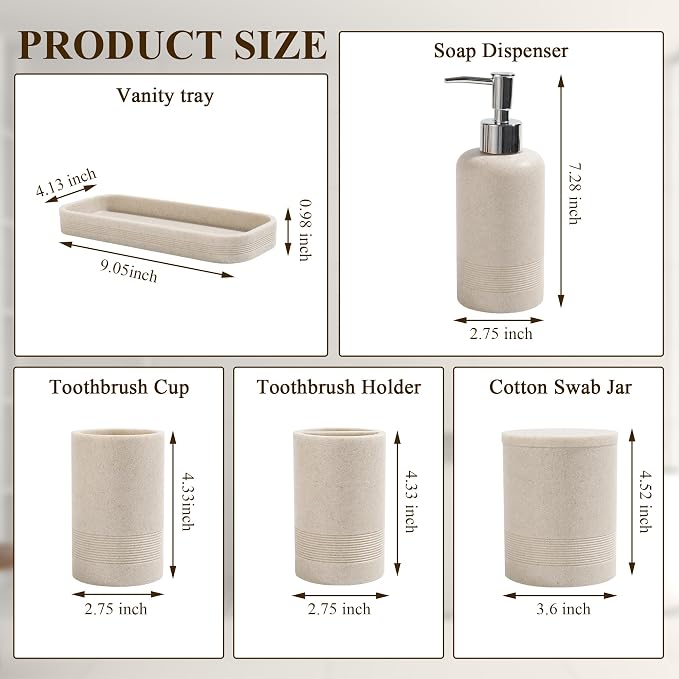 Bathroom Accessories Set, 6-Piece Bathroom Accessory Set, Toothbrush Holders Set - Image 7