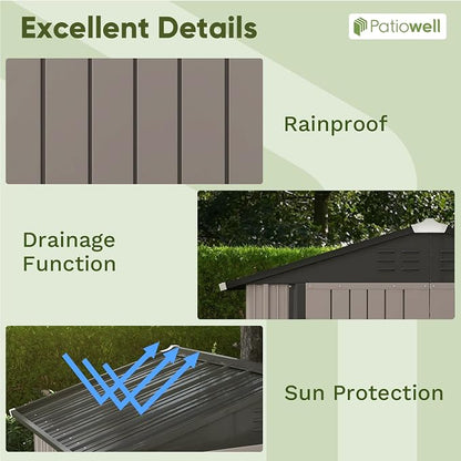 Patiowell 6x4 FT Outdoor Storage Shed, Garden Tool Storage Shed - Image 7