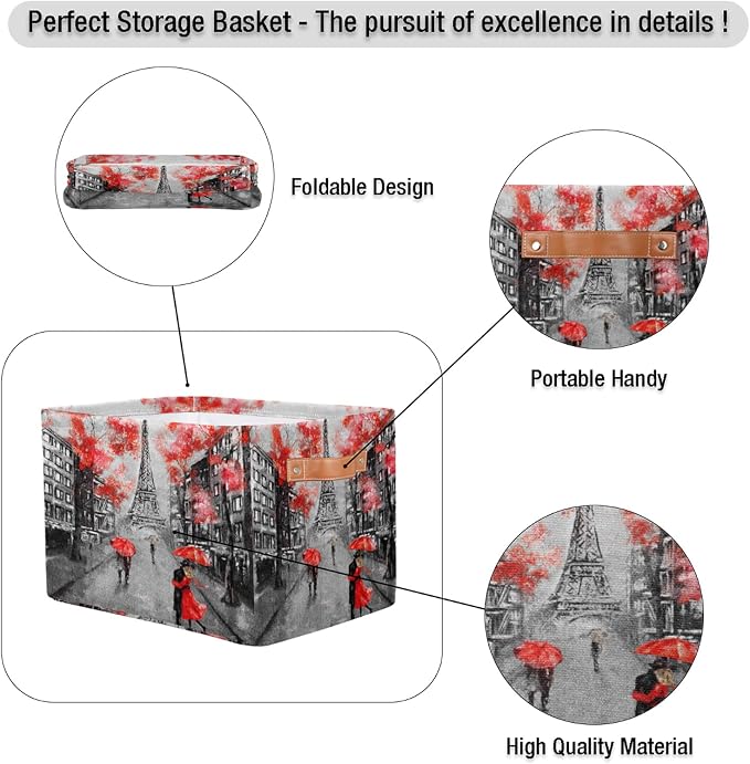 Pardick Eiffel Tower Storage Basket Bins Paris France Flower Toys Books Clothes - Image 4