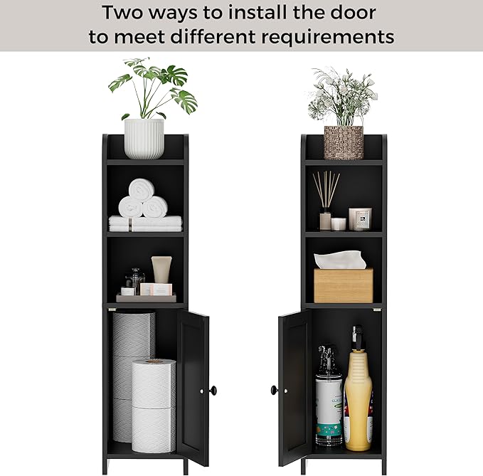Homhedy Small Bathroom Storage Cabinet, Narrow Toilet Paper Cabinet | Corner - Image 4