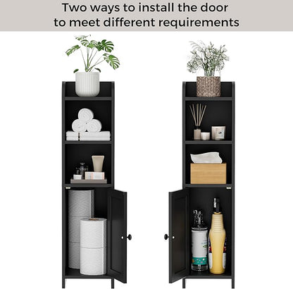 Homhedy Small Bathroom Storage Cabinet, Narrow Toilet Paper Cabinet | Corner - Image 4