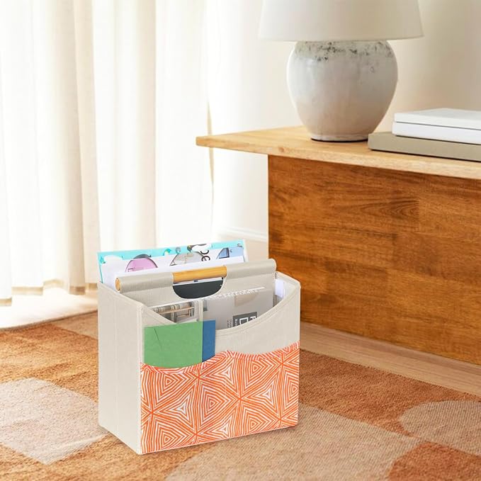 EZDeco Magazine Holder, Boho Foldable Magazine Rack Storage Basket - Image 4