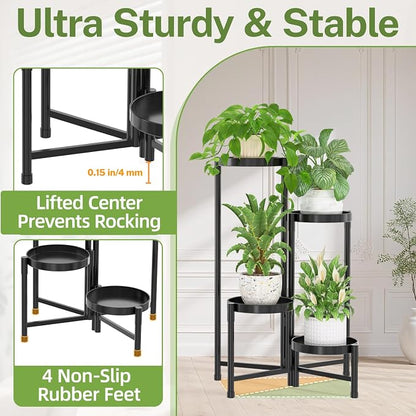 iDavosic.ly Plant Stand Indoor Outdoor, 4 Tier Corner Metal Flower Display - Image 4