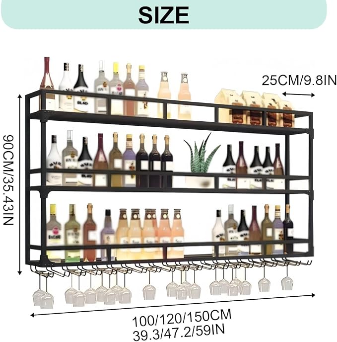 70.8in Wall Mounted Wine Rack, Wine Rack Wall Mounted - Image 2