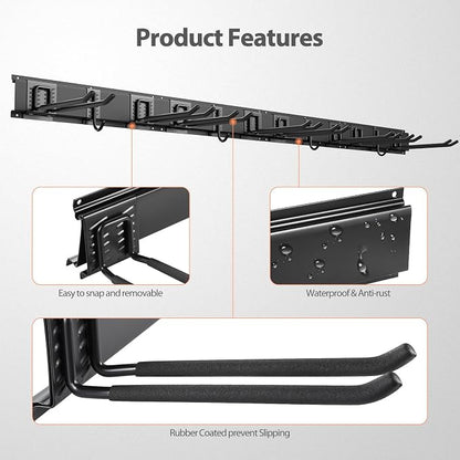 Garage Organzier Wall Mount, 48 Inch Garden Tool Organizer, Adjustable Tool - Image 4
