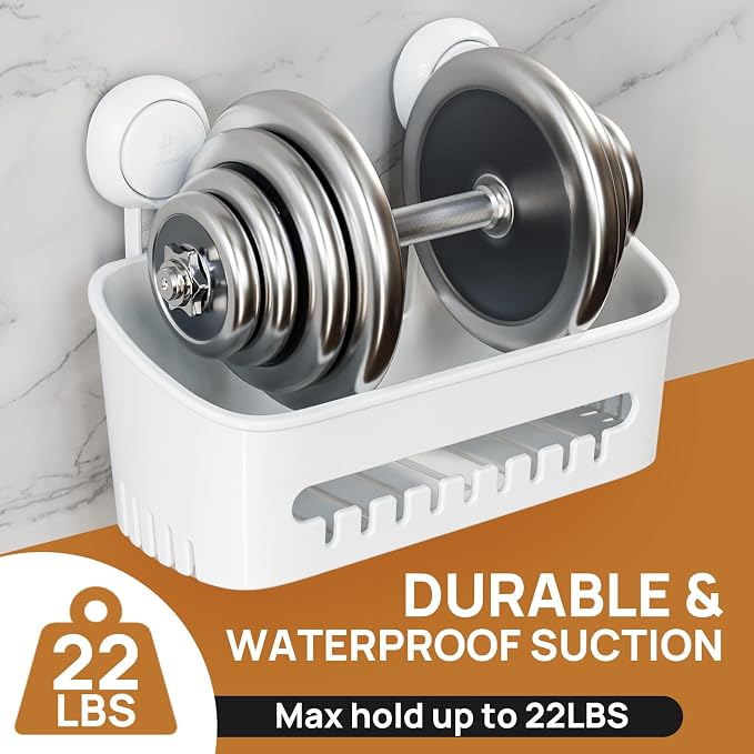 LEVERLOC Shower Caddy Suction Cup Shower Shelf Basket Suction Pack of 2 One - Image 4