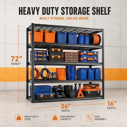 Garage Shelving Unit, 3000LBS Heavy Duty 5-Tier Metal Storage Shelves, - Image 2