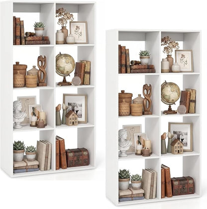 POWERSTONE 8 Cube Storage Organizer Set of 2, 4 Tier Cubby Bookshelf by POWERSTONE%C2%AE