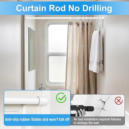4 Pack Spring Loaded Tension Rod 16-26" Adjustable Curtain Rods No Drill - Image 7