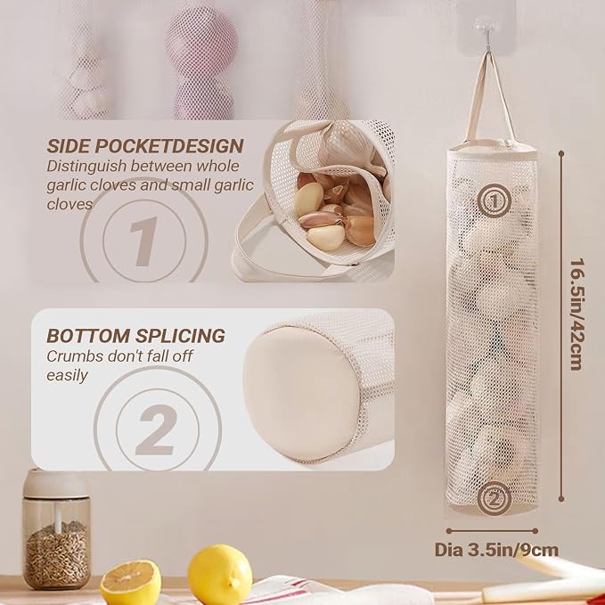 6pcs Reusable Breathable Hanging Storage Mesh Bags | Onion Bags Mesh Garlic Net - Image 2