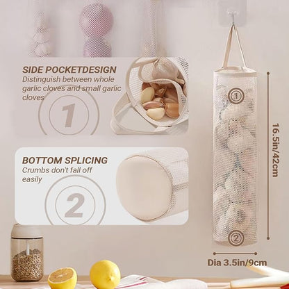 6pcs Reusable Breathable Hanging Storage Mesh Bags | Onion Bags Mesh Garlic Net - Image 2