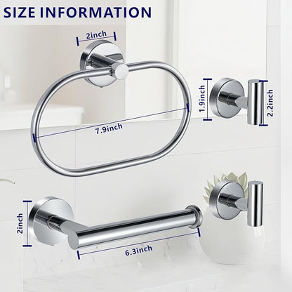 Bathroom Hardware Set Includes Towel Ring, Toilet Paper Holder and 2 Towel Hooks - Image 6