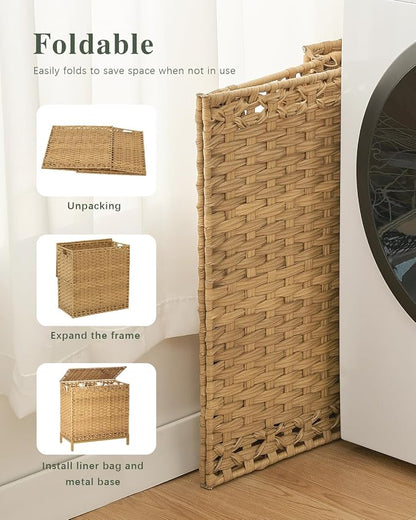 SETVSON Laundry Hamper with Lid 132 L, Clothes Hamper with Lid, Handwoven - Image 7