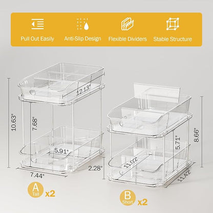 Delamu 2-Tier Under Sink Organizers and Storage, Pull Out Kitchen Pantry - Image 5