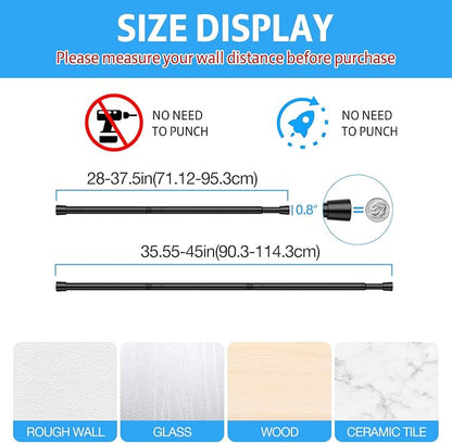 4 Pack Spring Tension Rod, Adjustable 28-45 Inch No Drill, Fits Windows Kitchen - Image 2