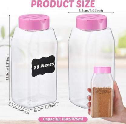 Mifoci 28 Pack 16 oz Plastic Spice Jars - Image 2