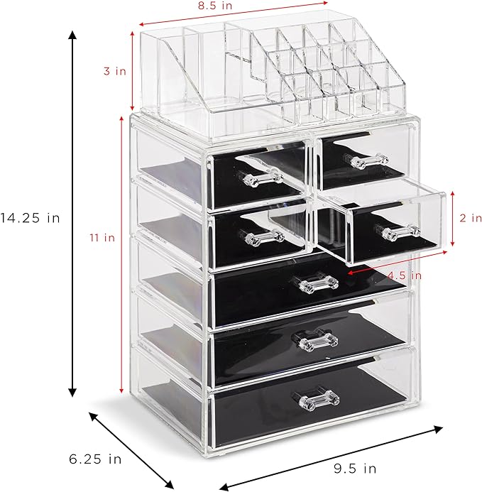 Sorbus Acrylic Makeup Organizer Set, 7-Drawer Vanity & Countertop Cosmetic - Image 5