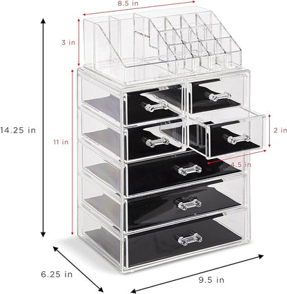 Sorbus Acrylic Makeup Organizer Set, 7-Drawer Vanity & Countertop Cosmetic - Image 5