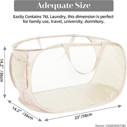 Durable Collapsible Laundry Baskets, Mesh Pop Up Laundry Hamper - Image 3