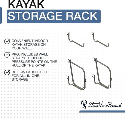 StoreYourBoard Roanoke Kayak Storage Rack, Holds 100 lbs, Kayak Wall Mount Hooks - Image 3