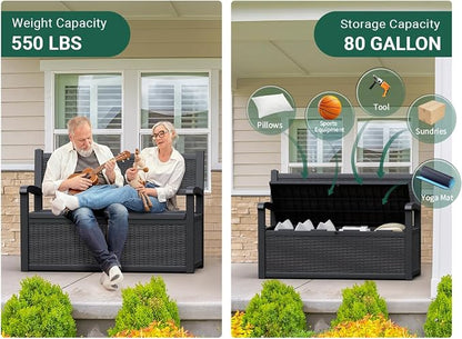 80 Gallon Outdoor Storage Box, Resin Patio Furniture - Image 7