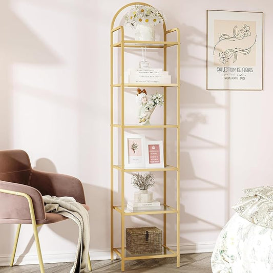 Hzuaneri Bookcase Bookshelf, Tempered Glass Bookshelves | Slim Shelving Unit by Hzuaneri