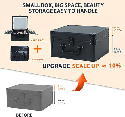 Makeup Organizer Box with Detachable Lighted Mirror, Travel Train Cosmetic Case - Image 4