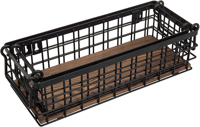 MyGift Set of 2 Black Metal Wire Baskets - Image 7