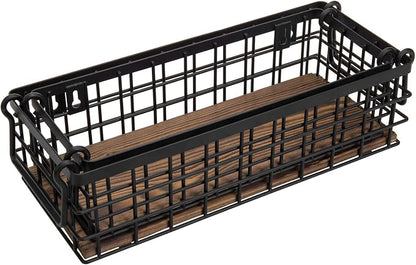 MyGift Set of 2 Black Metal Wire Baskets - Image 7