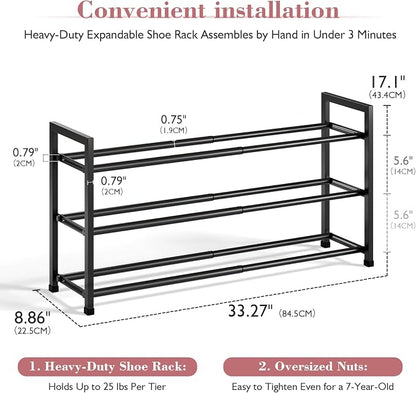 Bumusty 3-Tier Expandable Shoe Rack - Image 3
