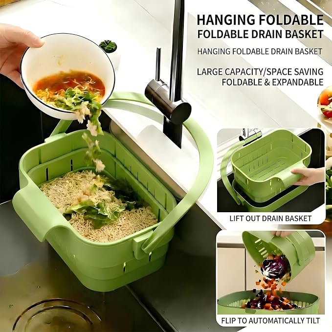 Foldable Hanging Sink Drain Basket Stretchable Kitchen Colander - Image 2