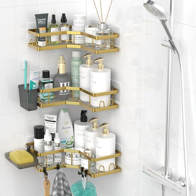 Corner Shower Caddy Bathroom Organizer: Adhesive Shower Rack Bathtub Shelves - Image 2