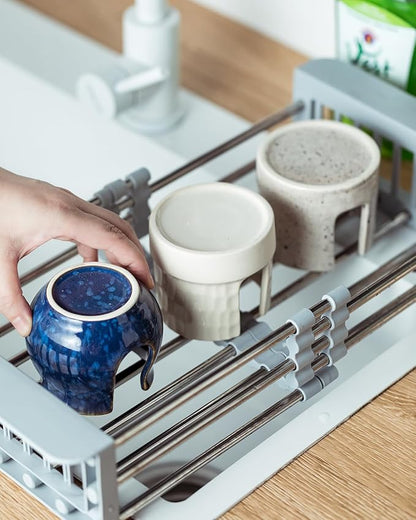 Sponge Holder for Kitchen Sink, Ceramic Sink Caddy Scrub Sponge Tray Dish Rack - Image 7
