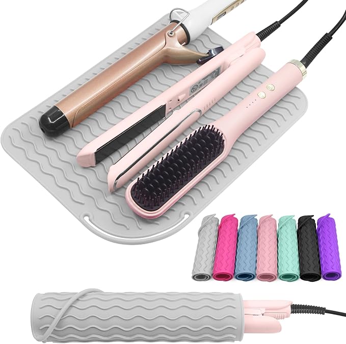 Plus Size Silicone Heat Resistant Mat, Portable Travel Hot Tools Pad Cover by Suafrnut