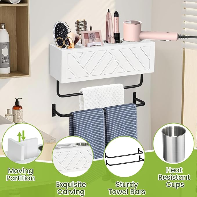 Hair Tool Organizer Wall Mount, Hair Dryer Holder - Image 6