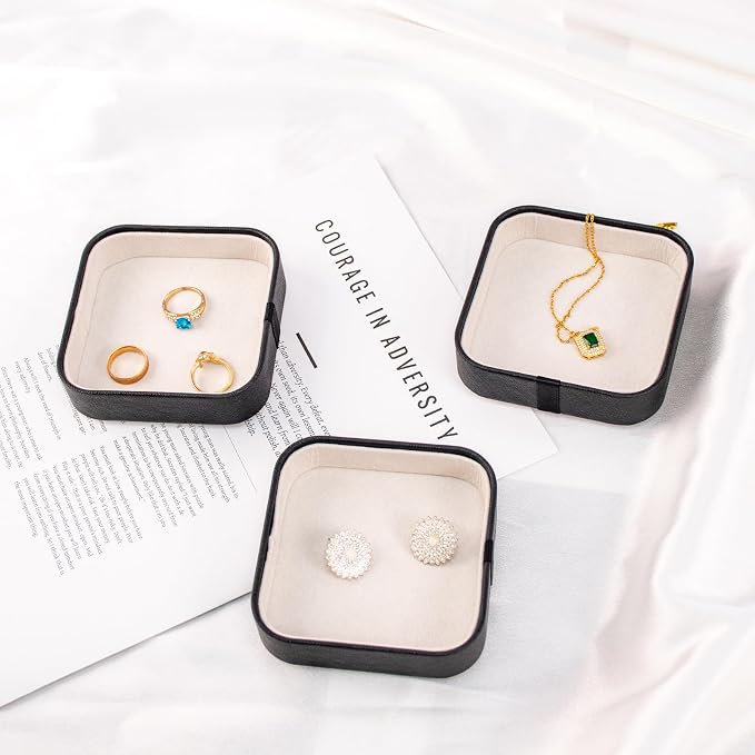 SANQIANWAN Set of 3 Small Stackable Jewelry Organizer Trays Mini Jewelry Drawer - Image 5