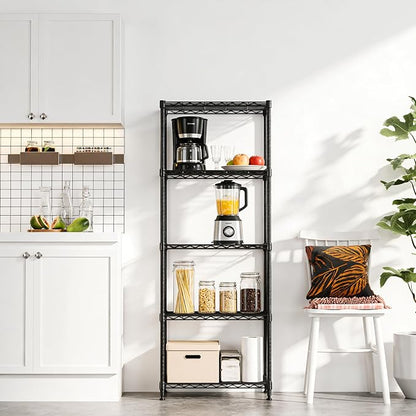 Wire Shelving Unit, 24” Metal Pantry Shelf, Adjustable Black Storage Rack | - Image 2