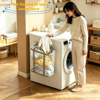 Wall-Mounted Foldable Laundry Basket, 41L Collapsible Mesh Laundry Hamper - Image 4