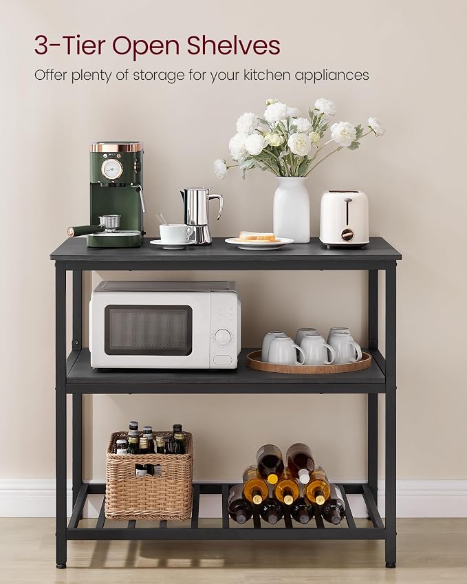VASAGLE Kitchen Island with 3 Shelves, 39.4 Inches Width Kitchen Shelf with - Image 4